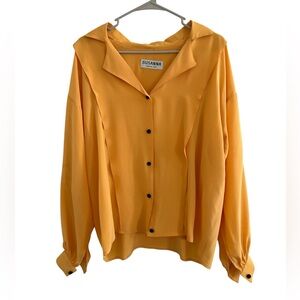 Yellow Susanna Beverly Hills Satin Button-Up Blouse
